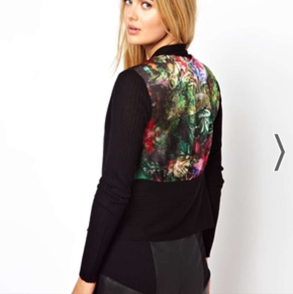 Ted Baker Cardigan with Woven Floral Printed Back Panel